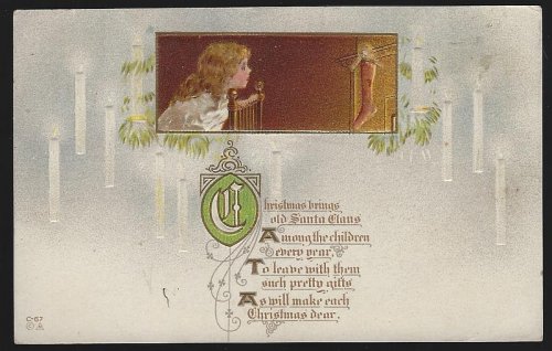 CHRISTMAS POSTCARD WITH CHILD AND CANDLES