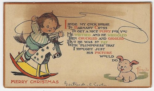 MERRY CHRISTMAS GRACE DRAYTON POSTCARD LITTLE BOY AND PUPPY