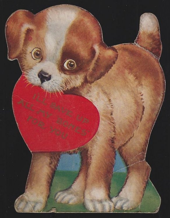 VINTAGE VALENTINE CARD WITH DOG