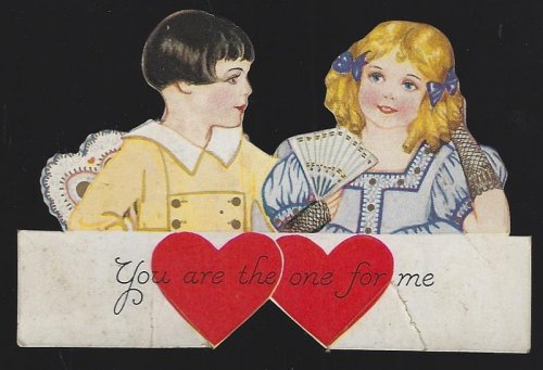VINTAGE VALENTINE CARD WITH LITTLE BOY AND GIRL
