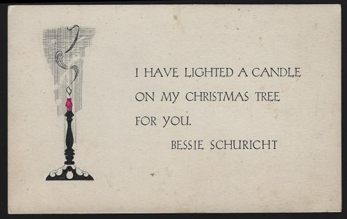 VINTAGE CHRISTMAS CARD WITH CANDLE