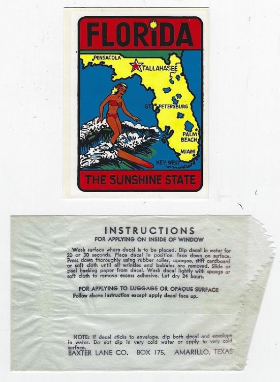 VINTAGE SOUVENIR DECAL FROM FLORIDA