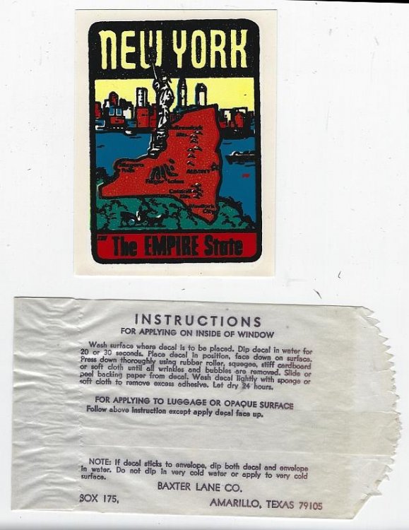 VINTAGE SOUVENIR DECAL FROM NEW YORK