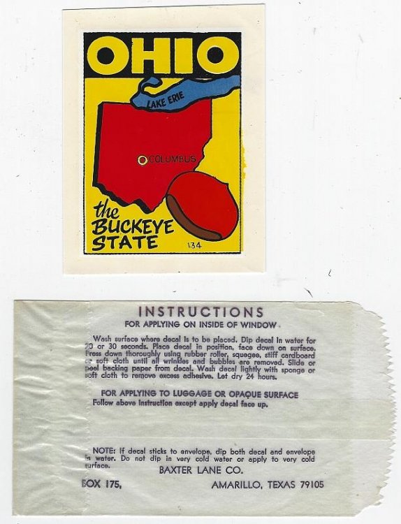 VINTAGE SOUVENIR DECAL FROM OHIO