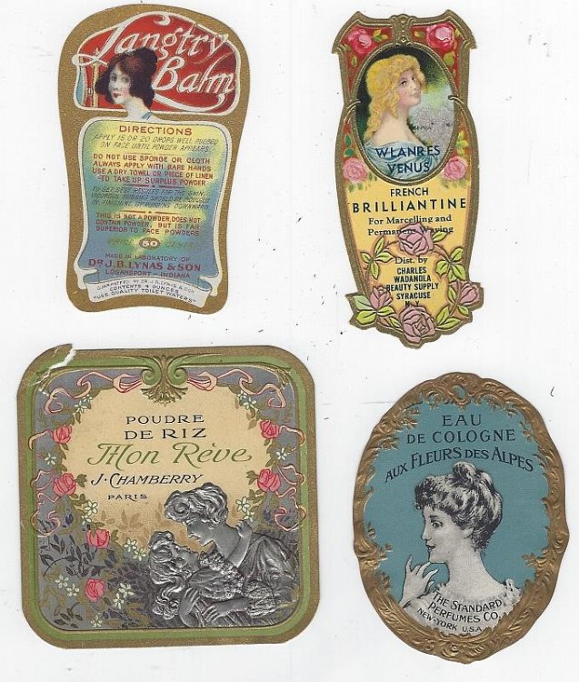 LOT OF FOUR BEAUTY LABELS WITH LOVELY LADIES