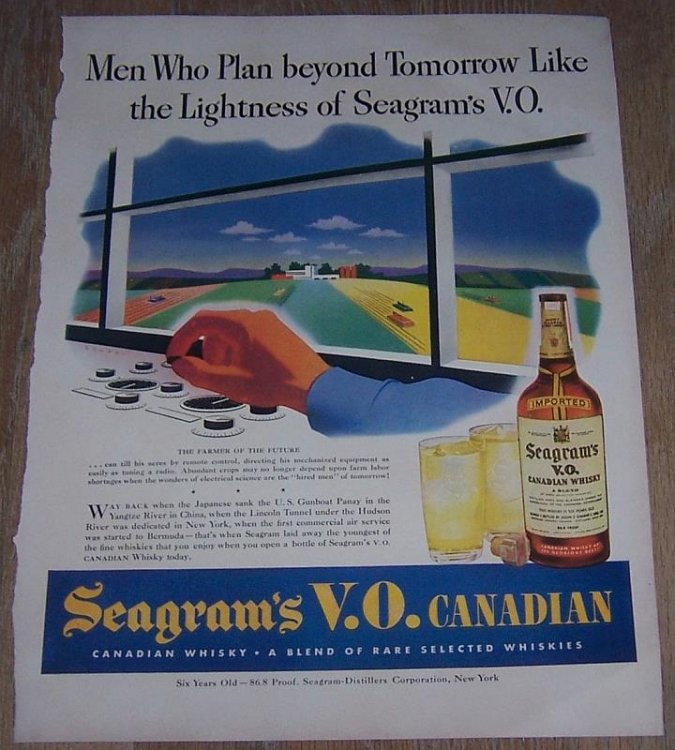 1943 SEAGRAMS V. O. CANADIAN WHISKEY LIFE MAGAZINE ADVERTISEMENT