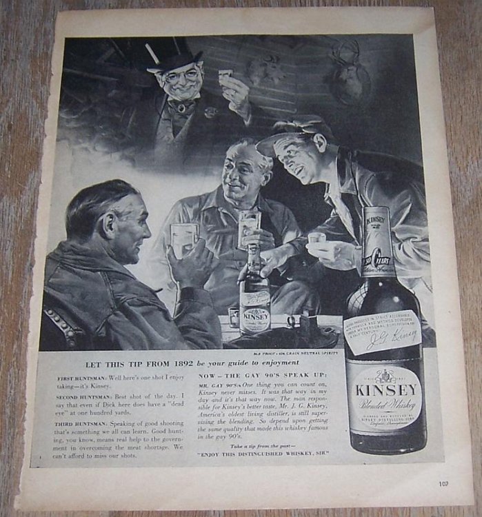 1943 KINSEY BLENDED WHISKEY LIFE MAGAZINE ADVERTISEMENT