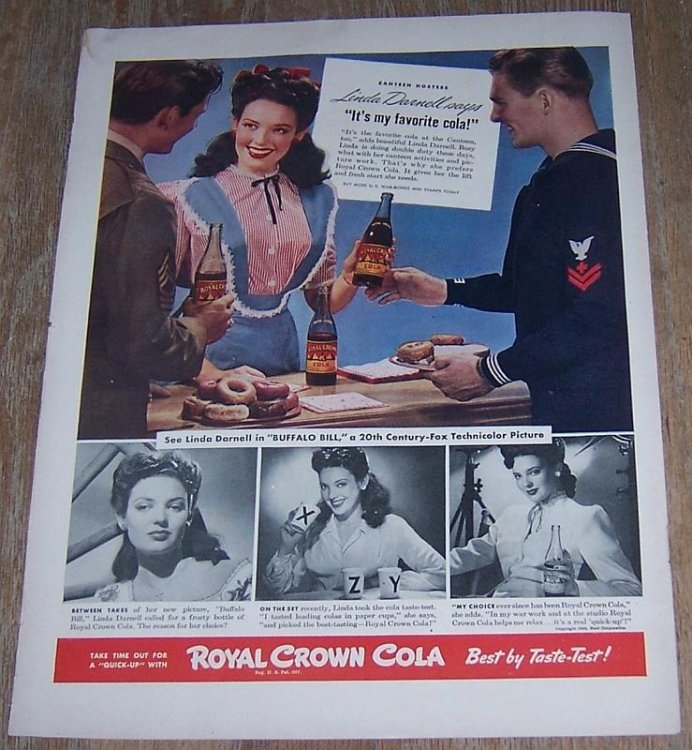 1943 ROYAL CROWN COLA MAGAZINE COLOR ADVERTISEMENT