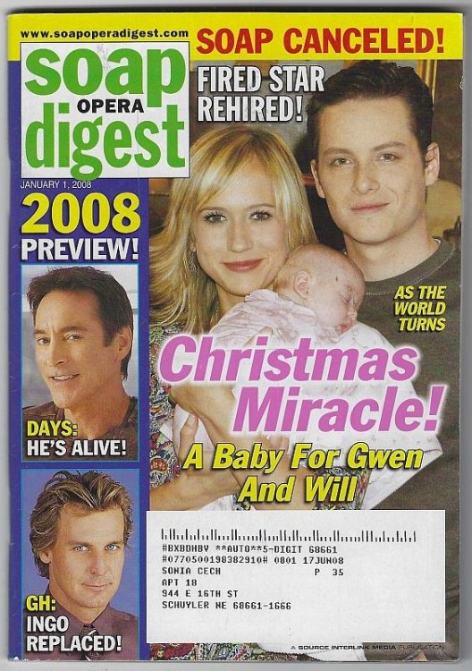 SOAP OPERA DIGEST JANUARY 1, 2008