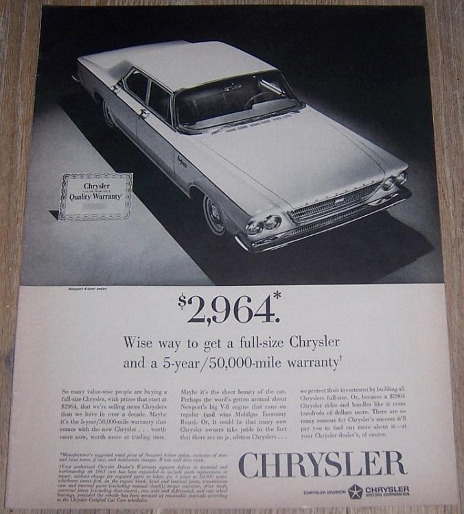 1963 CHRYSLER NEWPORT 4 DOOR SEDAN SATURDAY EVENING POST MAGAZINE ADVERTISEMENT