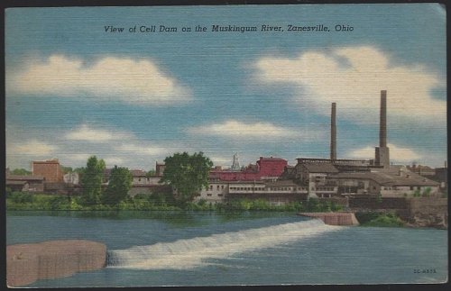 VIEW OF CELL DAM ON THE MUSKINGUM RIVER, ZANESVILLE, OHIO