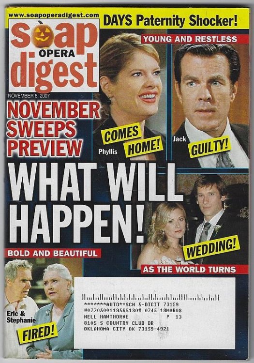SOAP OPERA DIGEST NOVEMBER 6, 2007