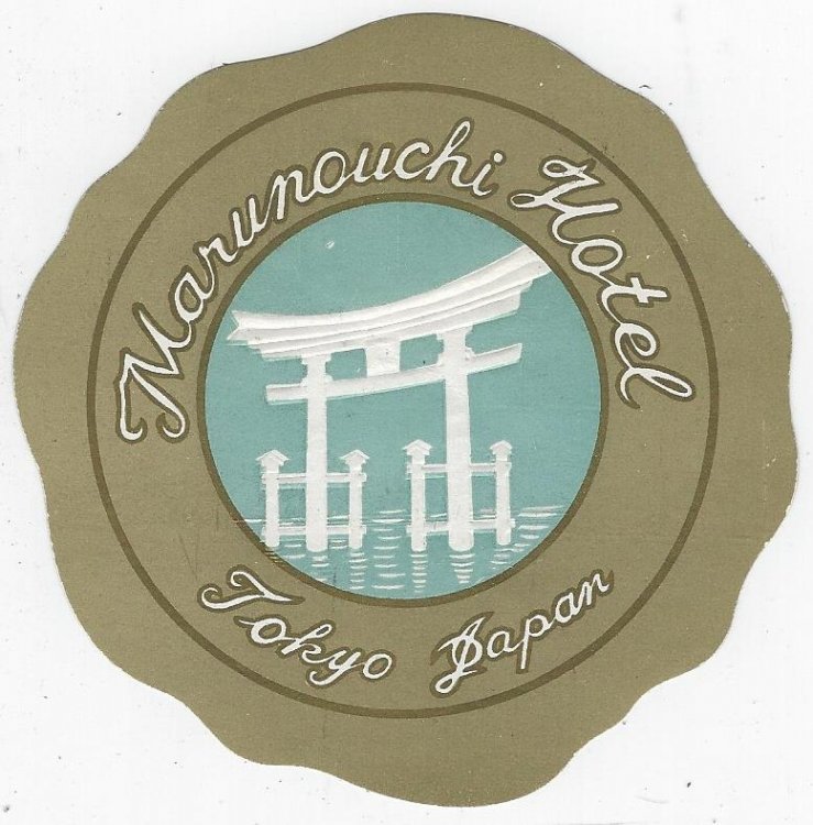 VINTAGE LUGGAGE LABEL FOR MARUNOUCHI HOTEL, TOKYO, JAPAN