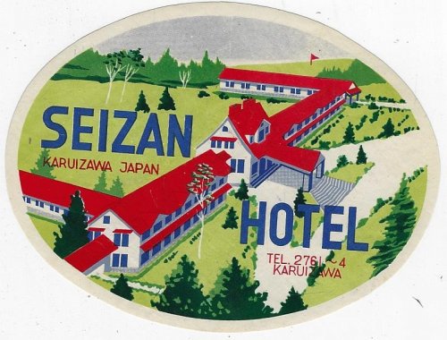 VINTAGE LUGGAGE LABEL FOR SEIZAN HOTEL, KARUIZAWA, JAPAN