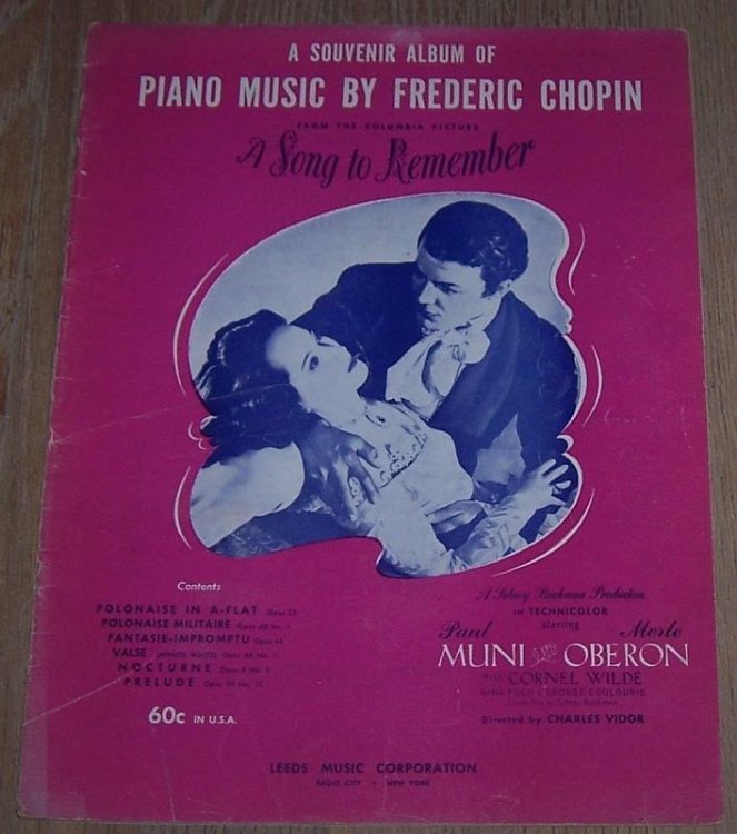 SOUVENIR ALBUM OF PIANO MUSIC BY FREDERIC CHOPIN FROM THE COLUMBIA PICTURE A SONG TO REMEMBER
