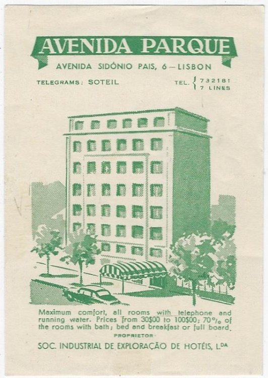 VINTAGE LUGGAGE LABEL FOR AVENIDA PARQUE, LISBON, PORTUGAL