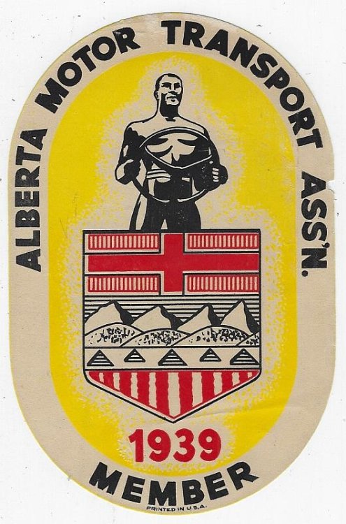 VINTAGE TRUCK DECAL FOR ALBERTA MOTOR TRANSPORT ASSOCIATION 1939 MEMBER
