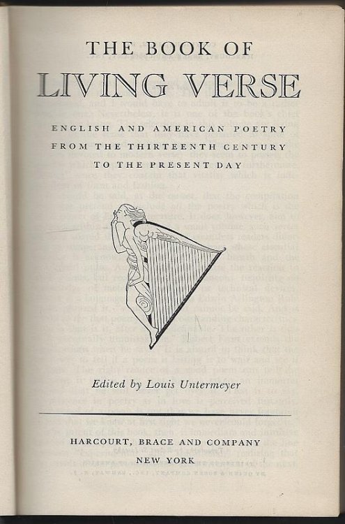BOOK OF LIVING VERSE English and American Poetry from the Thirteenth Century to the Present Day