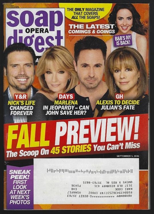 SOAP OPERA DIGEST SEPTEMBER 5, 2016