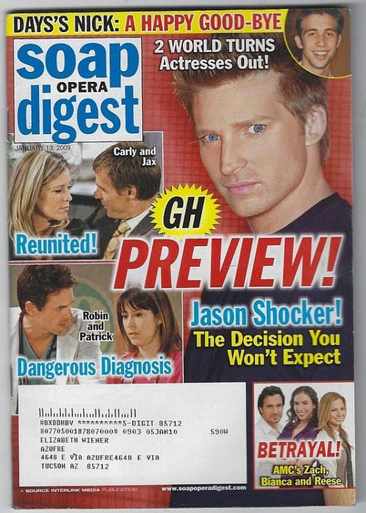 SOAP OPERA DIGEST JANUARY 13, 2009