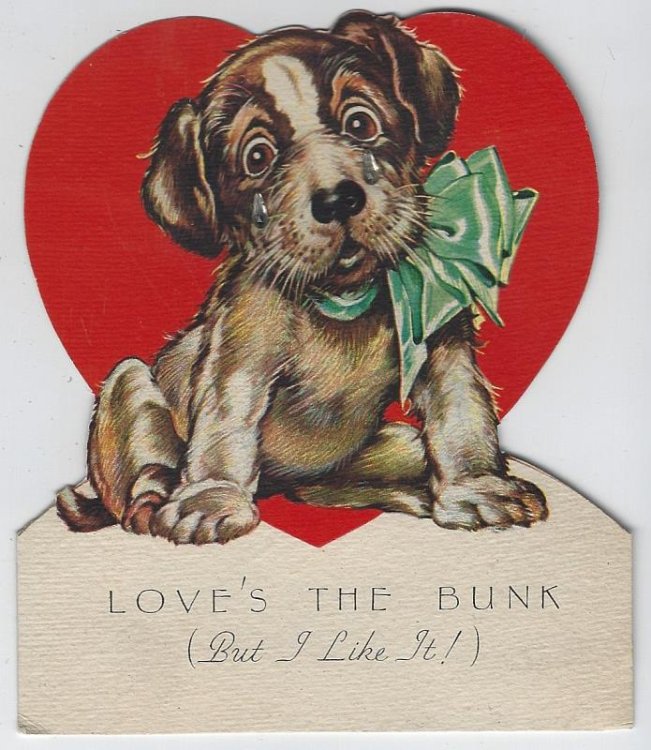 VINTAGE VALENTINE CARD WITH CRYING DOG
