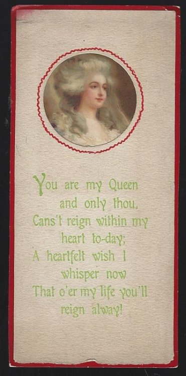 VINTAGE PAPER BOOKMARK WITH MARIE ANTOINETTE PORTRAIT AND POEM