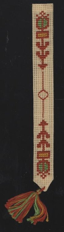 VINTAGE CROSS STITCH BOOKMARK WITH TASSEL