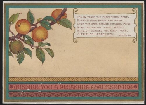 WISHING YOU A PLEASANT THANKSGIVING WITH WHITTIER POEM AND APPLES