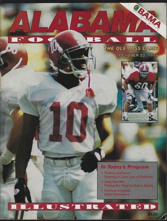 PROGRAM FOR ALABAMA OLE MISS FOOTBALL GAME Bryant-Denny Stadium October 22, 1994, Tuscaloosa