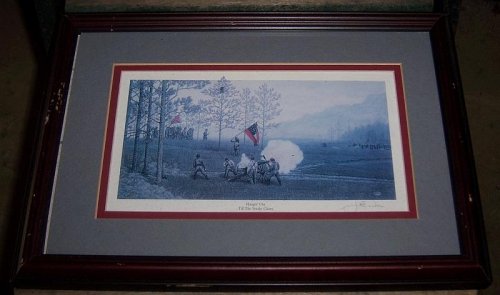 FRAMED CIVIL WAR PRINT HANGING OUT TILL THE SMOKE CLEARS