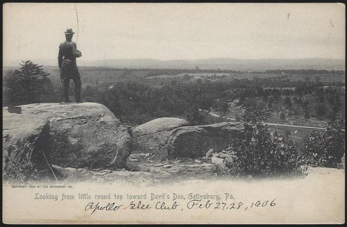 LOOKING FROM LITTLE ROUND TOP TOWARD DEVIL'S DEN, GETTYSBURG, PENNSYLVANIA