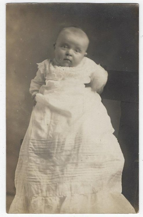 REAL PHOTO POSTCARD BABY IN CHRISTENING GOWN