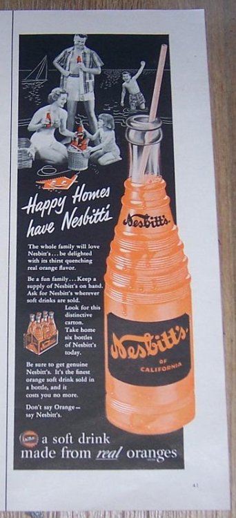 1953 NESBITT'S ORANGE DRINK LIFE MAGAZINE ADVERTISEMENT