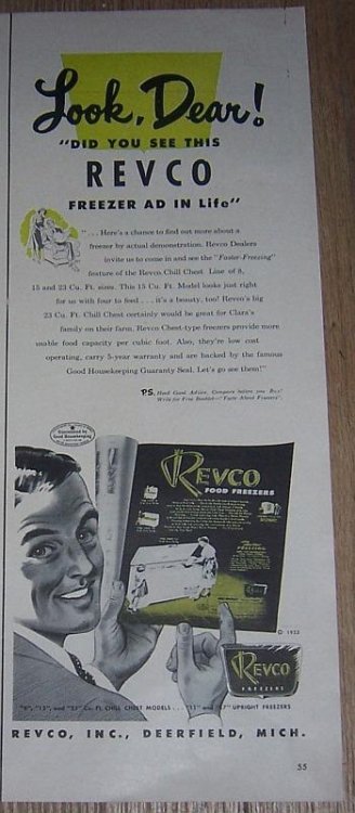 1953 REVCO FREEZER LIFE MAGAZINE ADVERTISEMENT