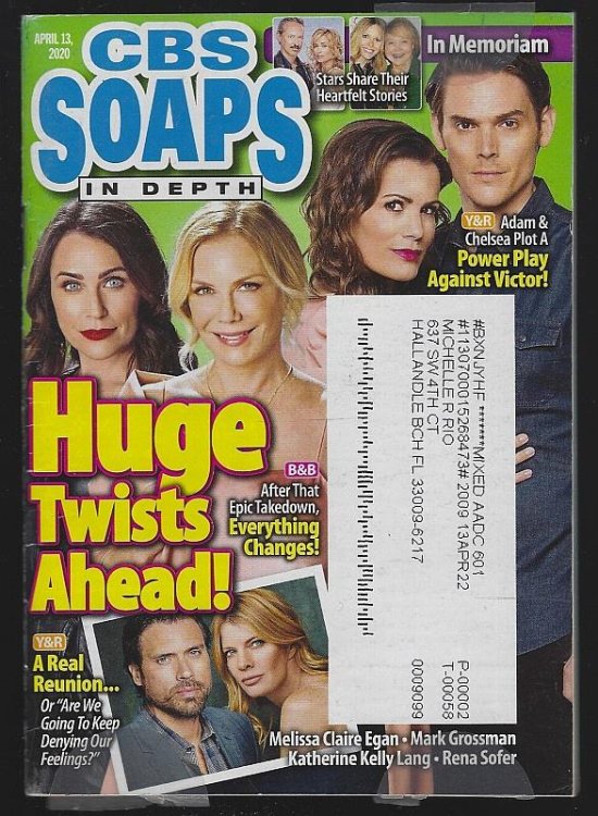 CBS SOAPS IN DEPTH MAGAZINE APRIL 13, 2020