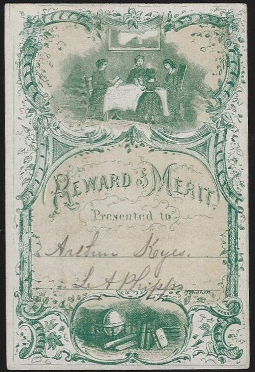 VICTORIAN REWARD OF MERIT WITH FAMILY READING