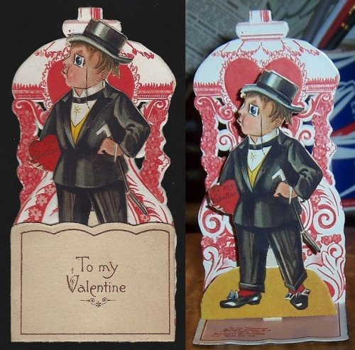 VICTORIAN FOLD OUT VALENTINE WITH MAN DRESSED IN A TUXEDO