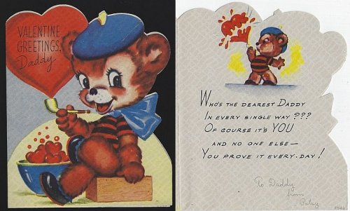 VINTAGE VALENTINE GREETINGS DADDY CARD WITH BEAR