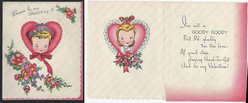 VINTAGE VALENTINE CARD WITH LITTLE GIRL