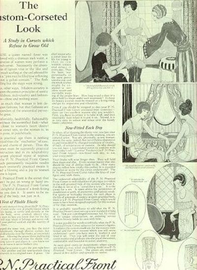 1921 LADIES HOME JOURNAL ADVERTISEMENT FOR P. N. PRACTICAL FRONT CORSETS