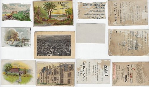 LOT OF SIX SCRAP VICTORIAN TRADE CARDS FEATURING BUILDINGS