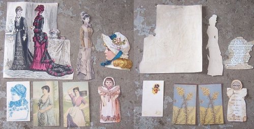 LOT OF SEVEN SCRAP VICTORIAN TRADE CARDS FEATURING LADIES
