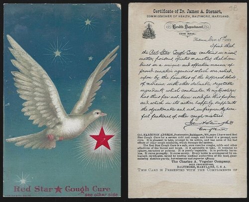 VICTORIAN TRADE CARD FOR RED STAR COUGH CURE WITH FLYING DOVE