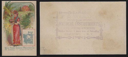 VICTORIAN TRADE CARD FOR NEW HOME SEWING MACHINE WITH LOVELY LADY