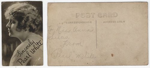 REAL PHOTO SIGNED POSTCARD OF PEARL WHITE