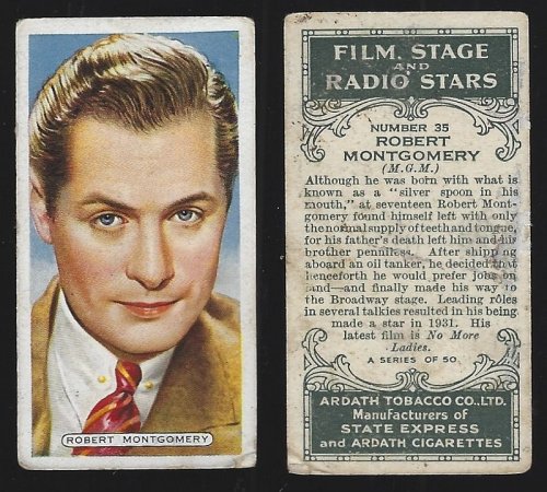 VINTAGE ARDATH CIGARETTE CARD WITH ROBERT MONTGOMERY