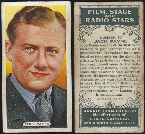 VINTAGE ARDATH CIGARETTE CARD WITH JACK PAYNE