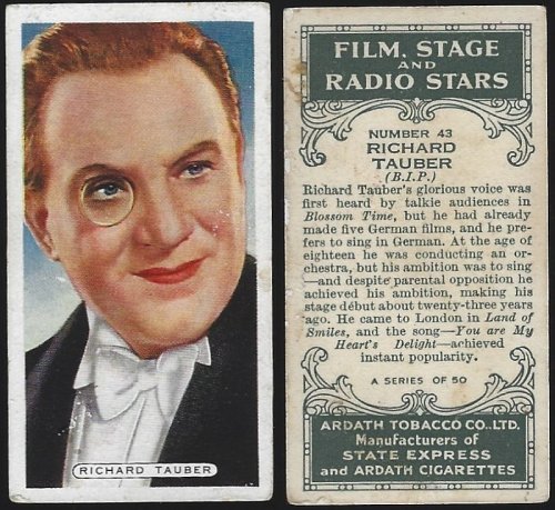 VINTAGE ARDATH CIGARETTE CARD WITH RICHARD TAUBER
