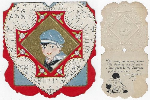 VINTAGE VALENTINE CARD WITH LITTLE SAILOR BOY