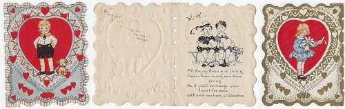 VINTAGE VALENTINE CARD WITH LITTLE BOY AND HIS DOG